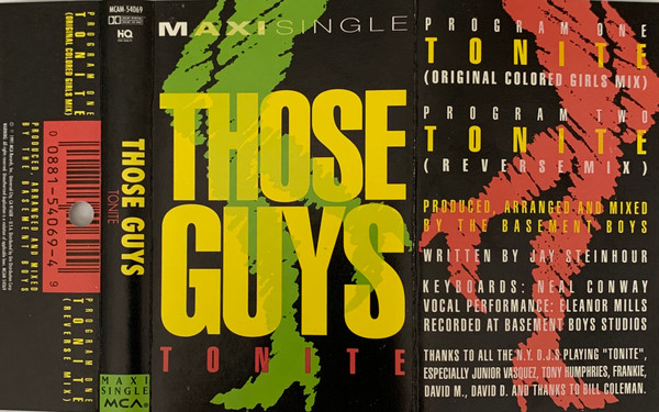 Those Guys – Tonite (1991, Cassette) - Discogs