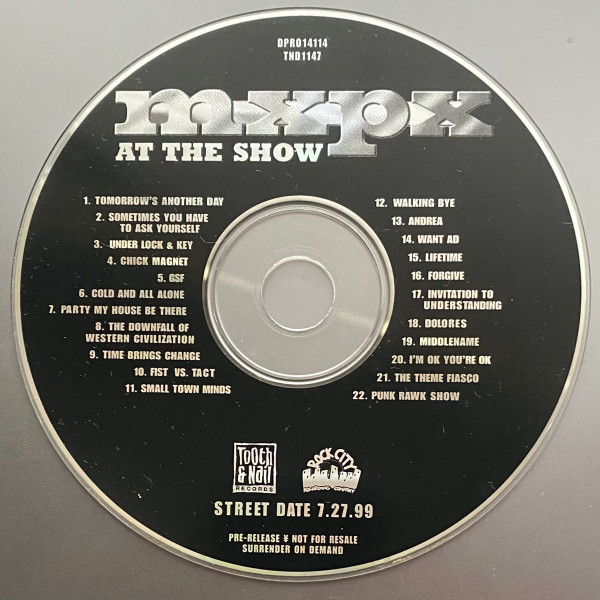 MxPx – At The Show (1999, CD) - Discogs