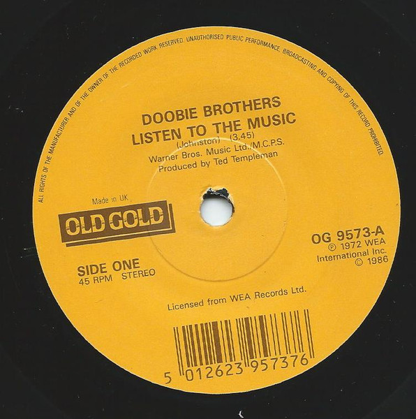 The Doobie Brothers – Listen To The Music / What A Fool Believes (1986 ...