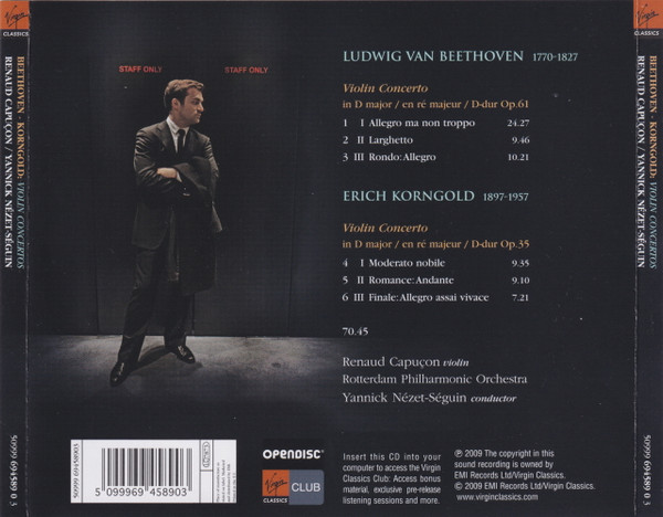 ladda ner album Beethoven, Korngold, Renaud Capuçon Rotterdam Philharmonic Orchestra, Yannick NézetSéguin - Violin Concertos