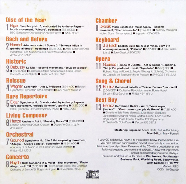ladda ner album Various - Classic CD Presents The 12 Winning Discs In The 1999 Awards