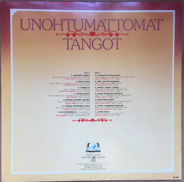 Album herunterladen Various - Unohtumattomat Tangot