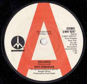 Roy Orbison – Belinda (1976, Vinyl) - Discogs