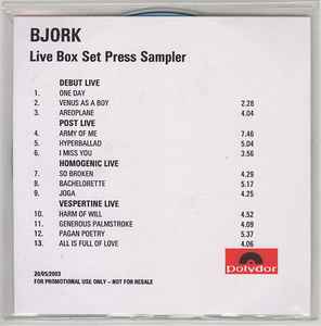 Bjork – Live Box Set Press Sampler (2003, CDr) - Discogs