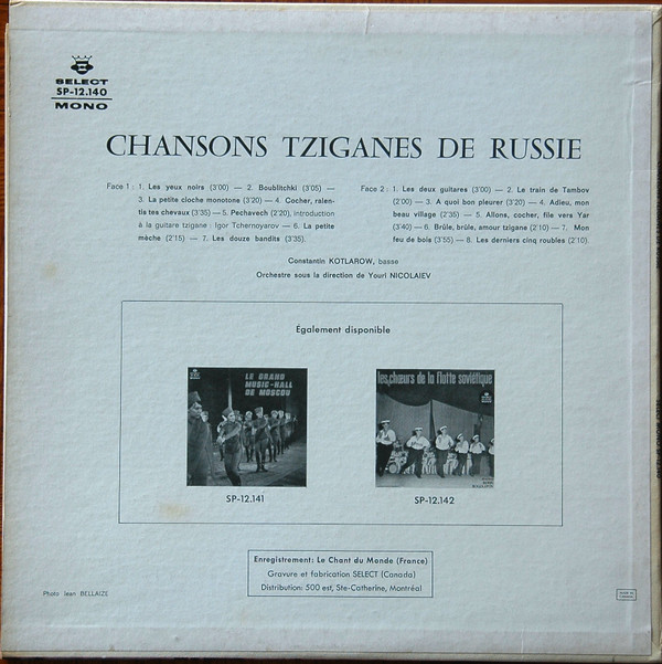 Constantin Kotlarow - Chansons Tziganes De Russie | Select (SP-12.140) - 2