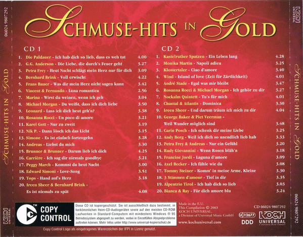 lataa albumi Various - Schmuse Hits In Gold