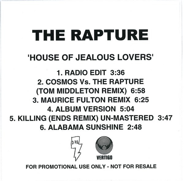 The Rapture – House Of Jealous Lovers (2003, CDr) - Discogs