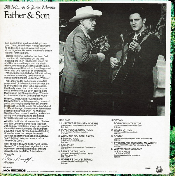 baixar álbum Bill Monroe & James Monroe - Father Son