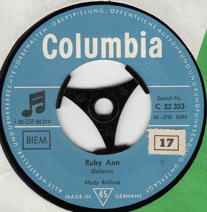 Marty Robbins – Ruby Ann (1962, Vinyl) - Discogs