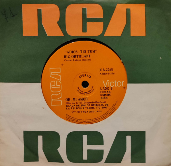 Katyna Ranieri / Riz Ortolani E La Sua Orchestra – Oh My Love / Addio Zio  Tom (Dal Film Addio Zio Tom) (1971, Vinyl) - Discogs