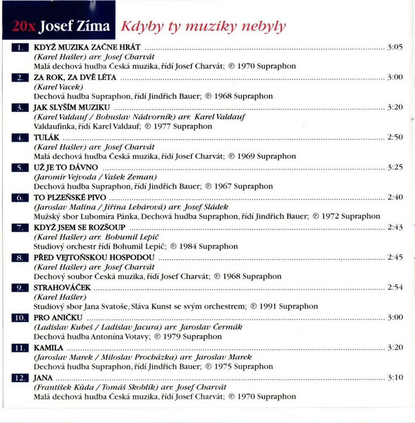 last ned album Josef Zíma - 20x Josef Zíma Kdyby Ty Muziky Nebyly A Pět Navíc