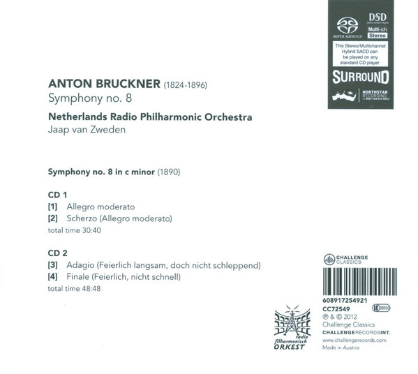 baixar álbum Anton Bruckner, Jaap van Zweden, Netherlands Radio Philharmonic Orchestra - Symphony No 8