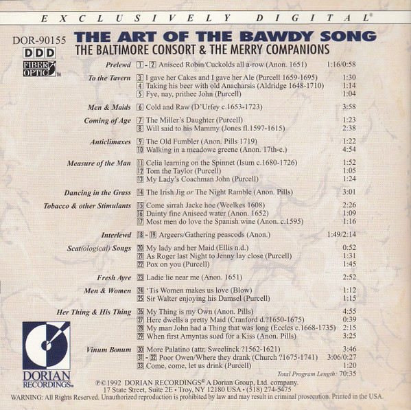 last ned album The Baltimore Consort And The Merry Companions - The Art Of The Bawdy Song