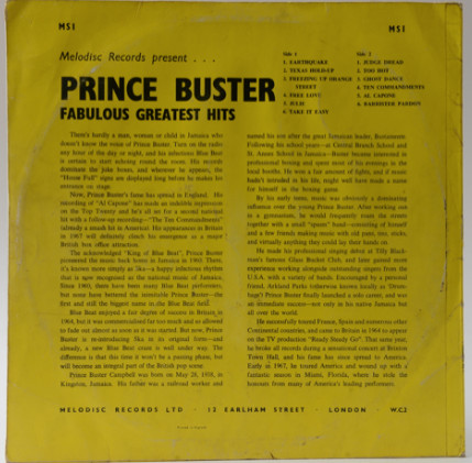 Prince Buster – Fabulous Greatest Hits (1968, MS/MS-1, Vinyl 