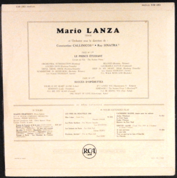 descargar álbum Mario Lanza - Le Prince Etudiant Et Succes DOperettes
