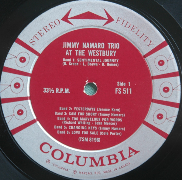 The Jimmy Namaro Trio - At The Westbury | Columbia (FS 511) - 3