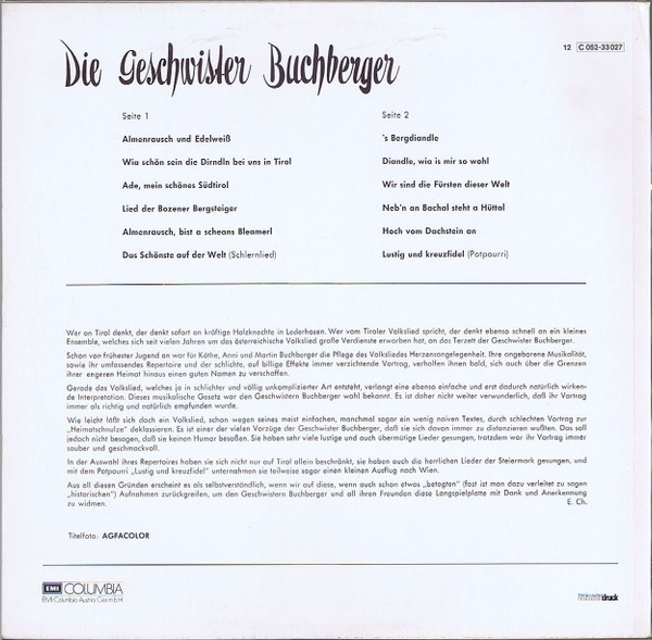 descargar álbum Die Geschwister Buchberger - Ihre Schönsten Lieder