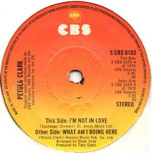 Petula Clark - I'm Not In Love album cover