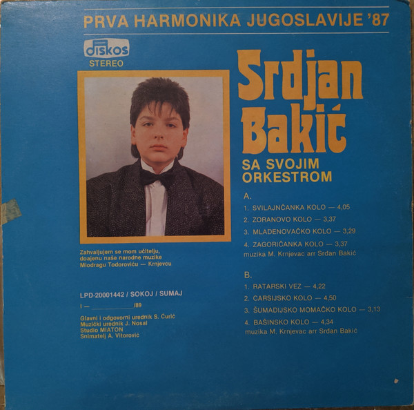 last ned album Srdjan Bakic Sa Svojim Orkestrom - Prva Harmonika Jugoslavija 87