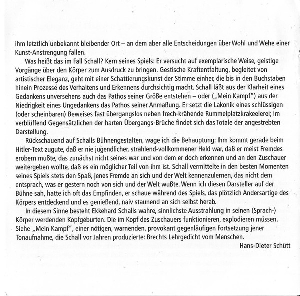 lataa albumi Ekkehard Schall - Ekkehard Schall Aus Mein Kampf