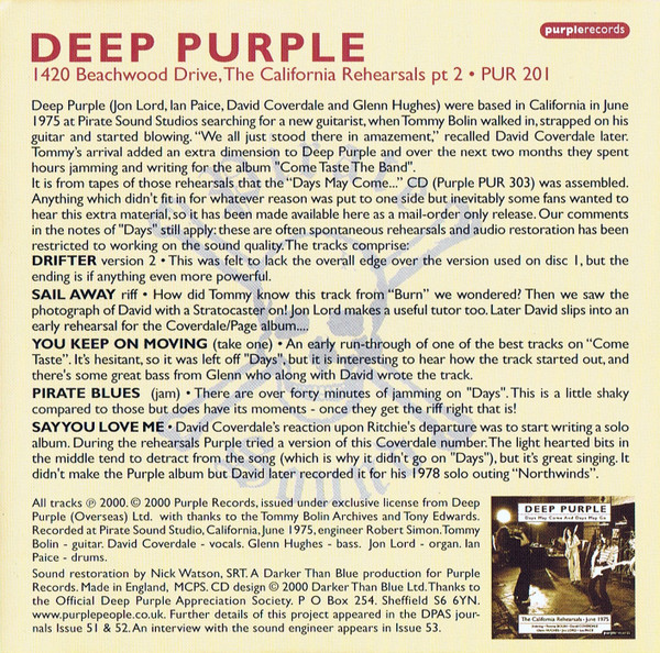 Deep Purple – 1420 Beachwood Drive (The California Rehearsals Pt 2