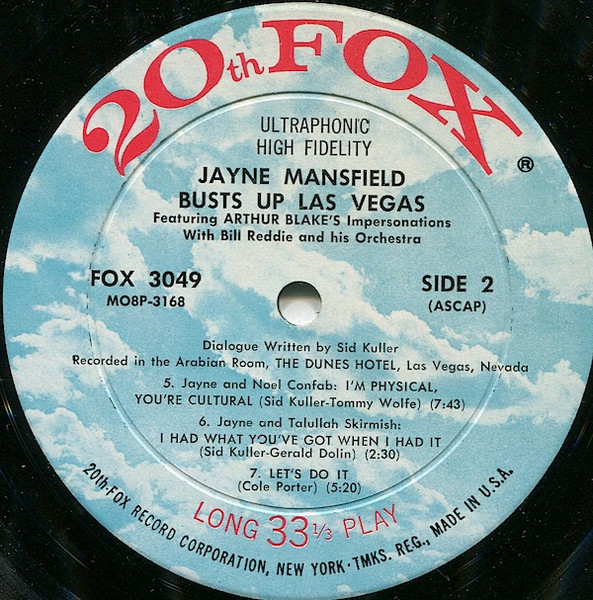 Jayne Mansfield – Jayne Mansfield Busts Up Las Vegas (1961, Vinyl