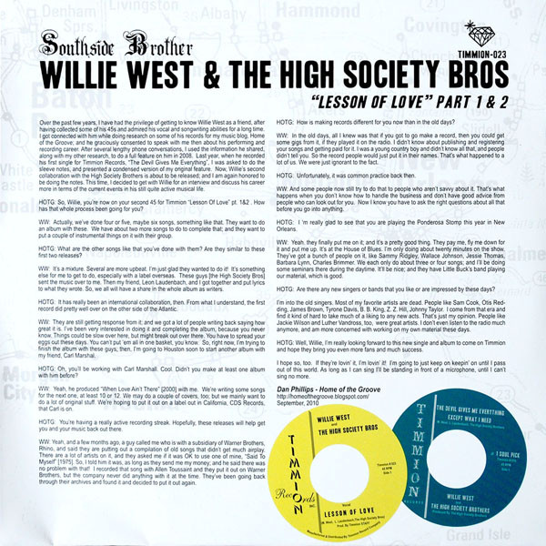 baixar álbum Willie West And High Society Bros, The - Lesson Of Love