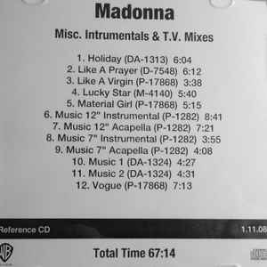 Madonna - Misc. Instrumentals & T.V. Mixes