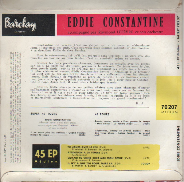 ladda ner album Eddie Constantine - Tu Joues Avec Le Feu