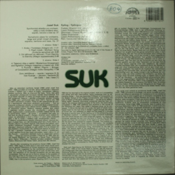 baixar álbum Josef Suk , The Czech Philharmonic Orchestra, Václav Neumann - Epilogue