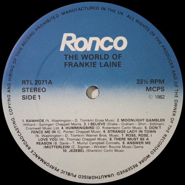 télécharger l'album Frankie Laine - The World Of Frankie Laine