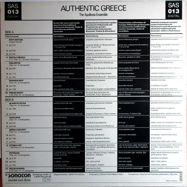 last ned album The Apollonia Ensemble - Authentic Greece