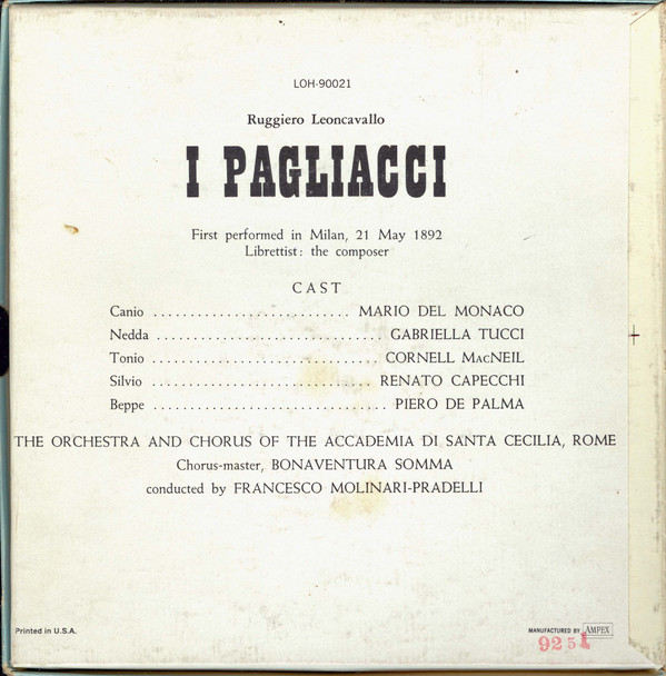 télécharger l'album Ruggiero Leoncavallo Del Monaco, MacNeil, Tucci - Pagliacci