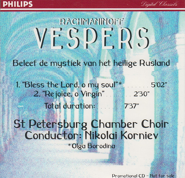 last ned album Sergei Vasilyevich Rachmaninoff Rachmaninoff Nikolai Korniev, St Petersburg Chamber Choir - Vespers
