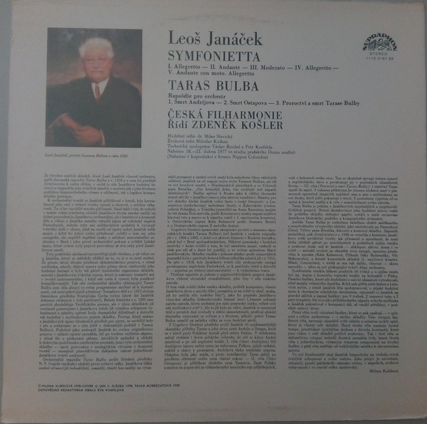 descargar álbum Leoš Janáček Česká Filharmonie, Zdeněk Košler - Symfonietta Taras Bulba