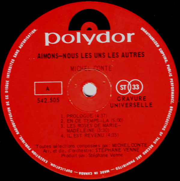 Michel Conte - Aimons-Nous Les Uns Les Autres | Polydor (542-505) - 4