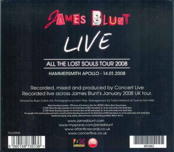 ladda ner album James Blunt - All The Lost Souls Tour 2008 Live At Hammersmith Apollo London 14012008