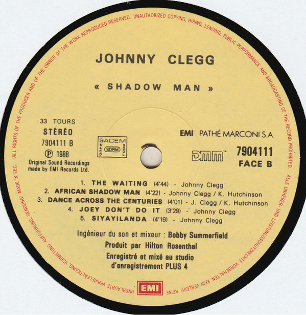 Johnny Clegg & Savuka - Shadow Man | EMI (7 90411 1) - 6