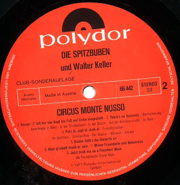télécharger l'album Die Spitzbuben Mit Walter Keller - Circus Monte Nusso