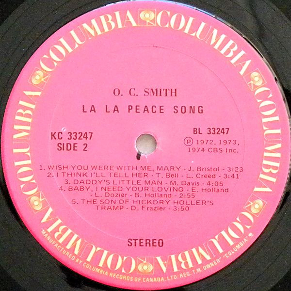 O.C. Smith - La La Peace Song | Columbia (KC 33247) - 4