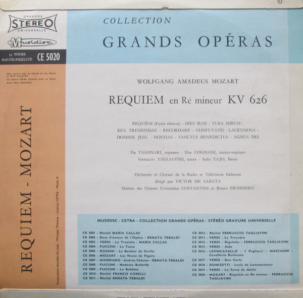 télécharger l'album Wolfgang Amadeus Mozart, Orchestra Sinfonica Di Torino Della RAI, Victor De Sabata - RequiemEn Re Mineur KV 626