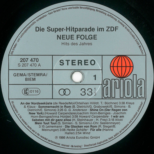 descargar álbum Various - Die Super Hitparade Im ZDF