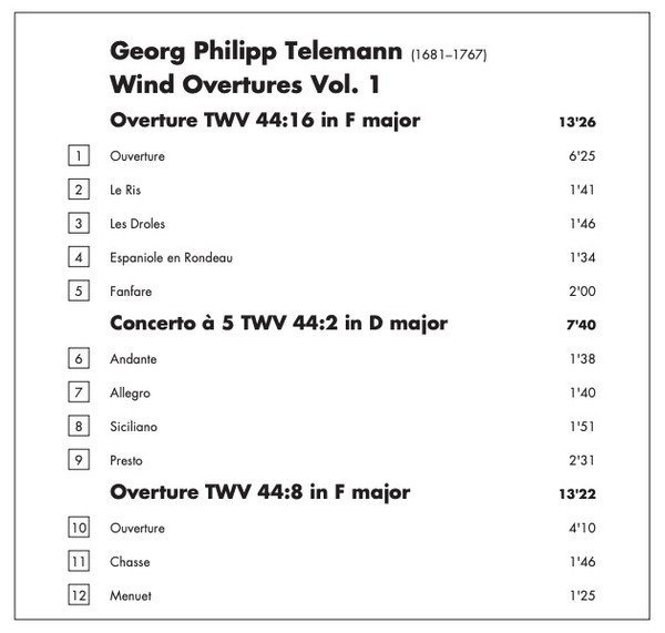 descargar álbum Georg Philipp Telemann, L'Orfeo Bläserensemble, Carin Van Heerden - Wind Overtures Vol 1