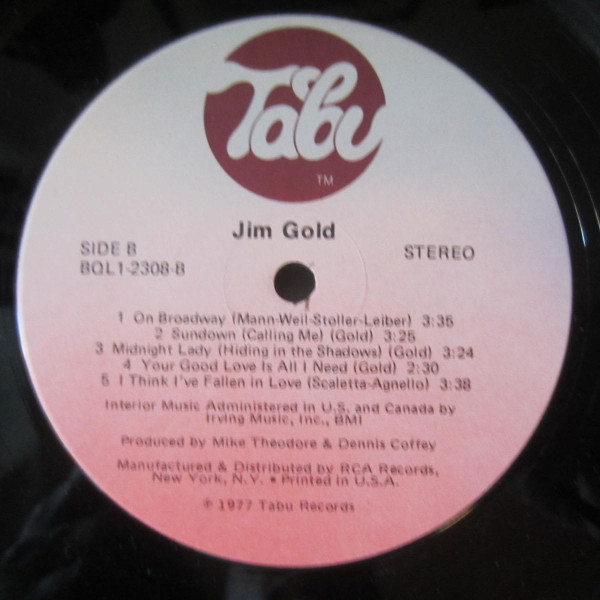 Jim Gold - I Can't Face Another Day Without You | Tabu Records (BQL1-2308) - 4