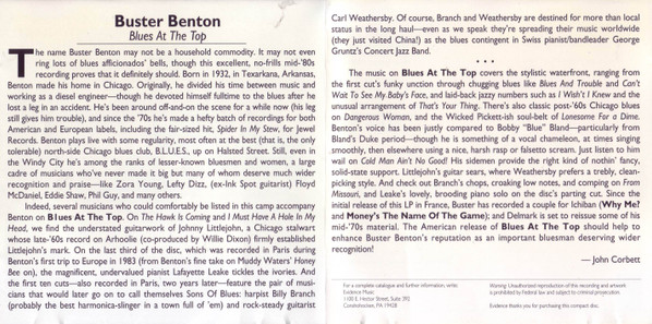 lataa albumi Buster Benton - Blues At The Top