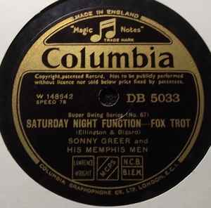 Sonny Greer And His Memphis Men – Saturday Night Function 