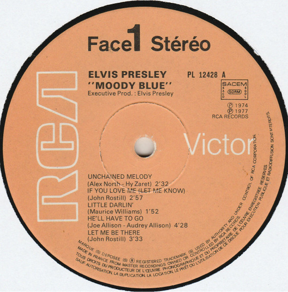 ELVIS PRESLEY - MOODY BLUE - LP ALBUM 33 TOURS - VINYLE - DISQUE
