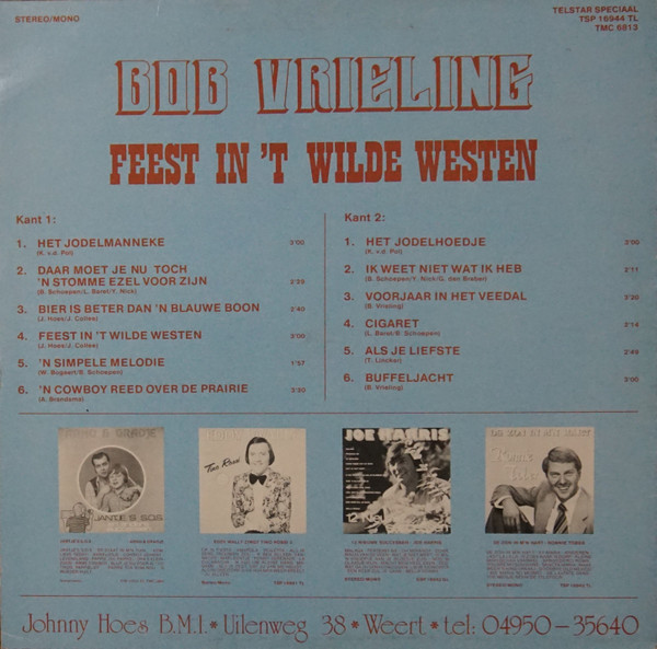 last ned album Bob Vrieling - Feest Int Wilde Westen