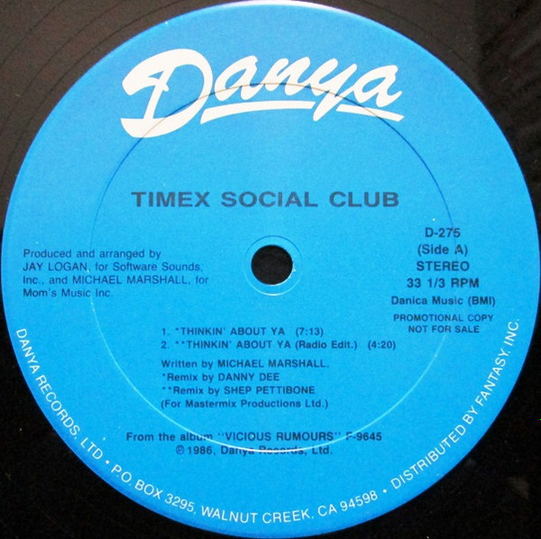 Timex Social Club – Thinkin' About Ya (1986, Vinyl) - Discogs