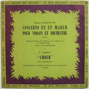 Dmitry Kabalevsky - Concerto En Ut Majeur Pour Violon Et Orchestre Op. 48 / Chour album cover